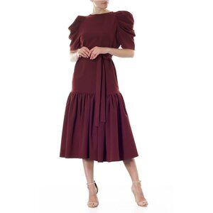 NWT MEEM M LABEL Essa Wine Midi Dress Size M